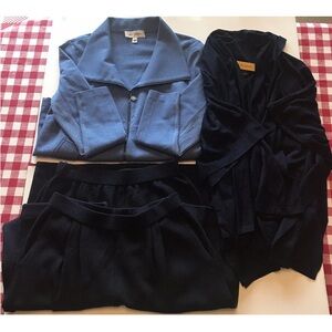 St John Women’s Lot/4 Navy/Slate Blue Pant Skirt Sweater Wrap Good Cond. READ